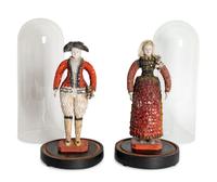 A Pair of French Carton Moule "Seaside" Dolls
