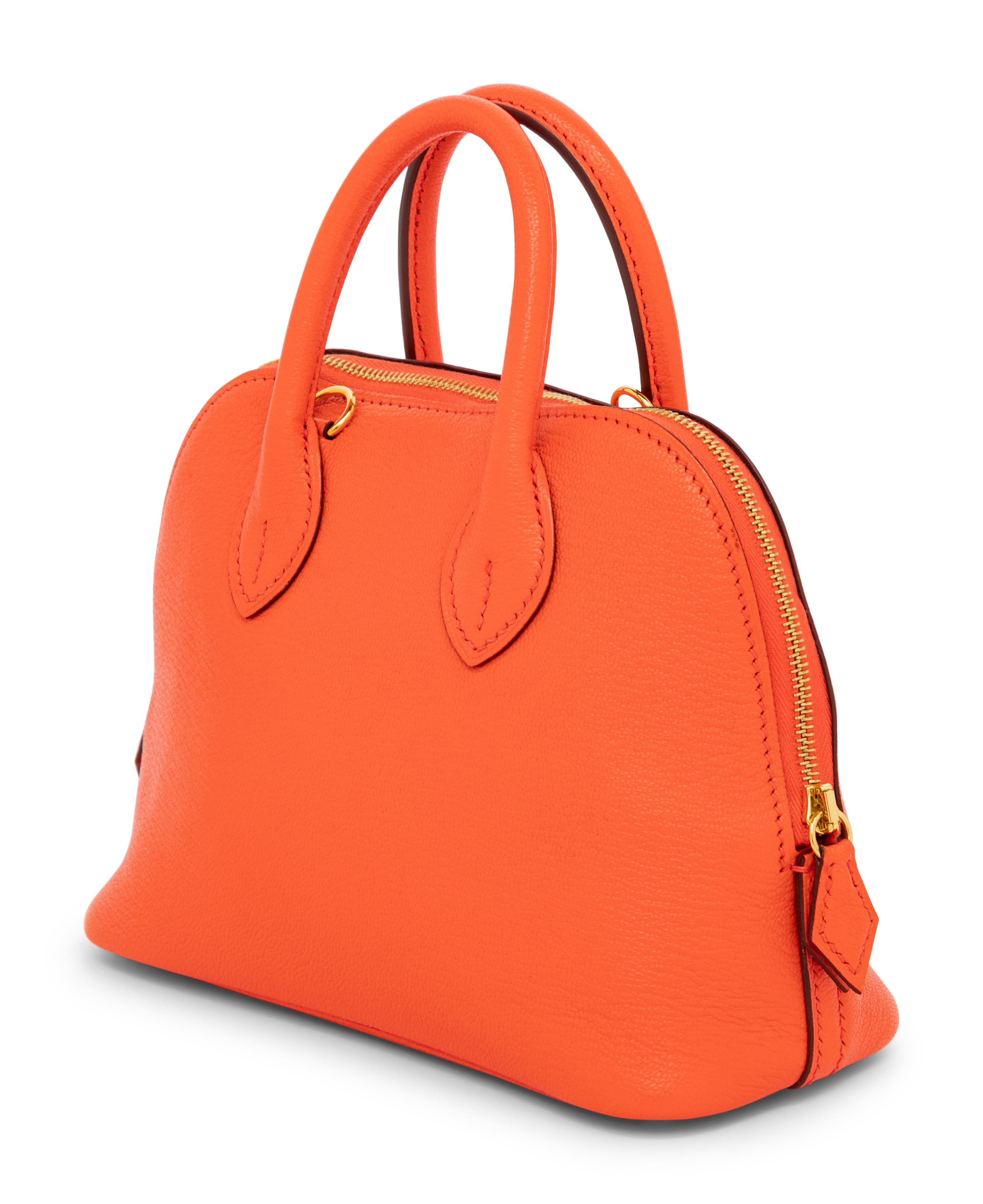 HERMÈS, MINI BOLIDE IN ORANGE CHÈVRE