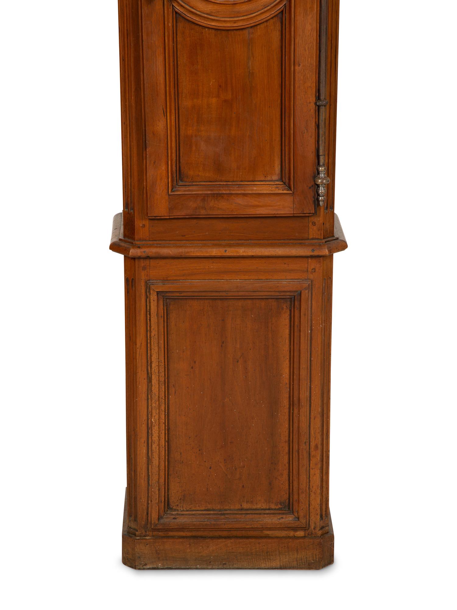 A French Provincial Walnut Longcase Clock