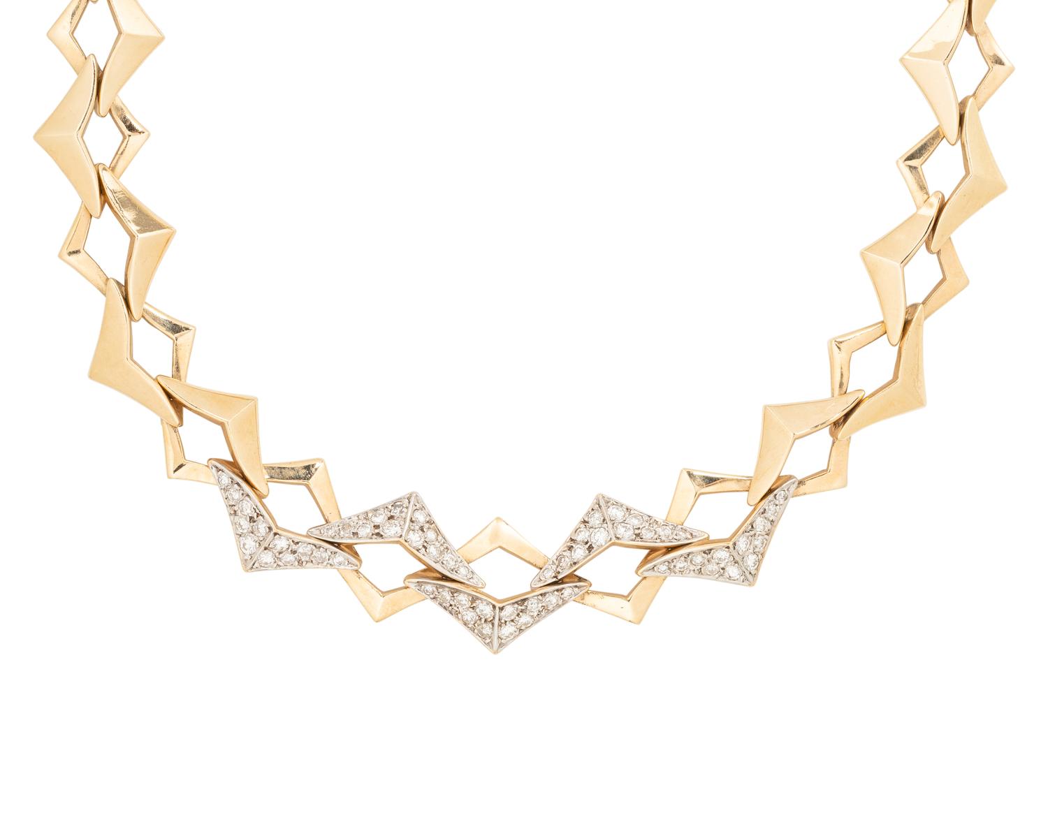 ENRIQUE PASCUAL, YELLOW GOLD AND DIAMOND NECKLACE
