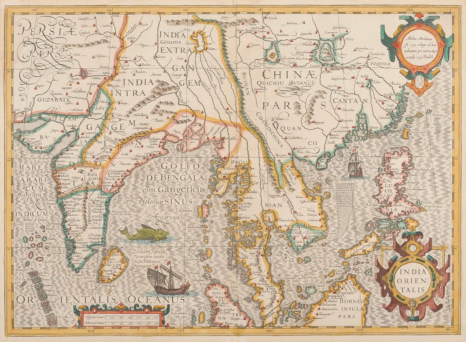 [CHINA & SOUTHEAST ASIA] -- HONDIUS, Jodocus (1563-1611). India Orientalis . [Amsterdam, ca 1606-27].
