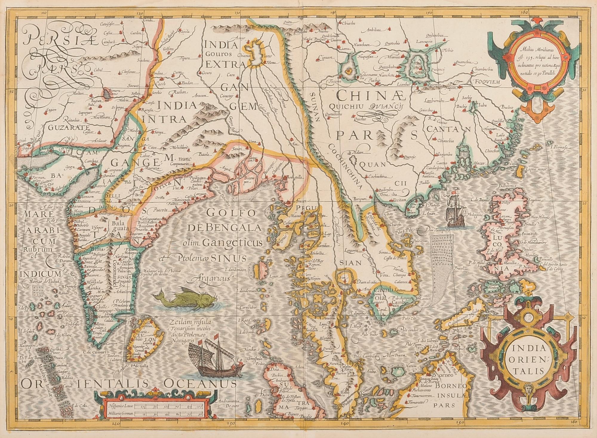 [CHINA & SOUTHEAST ASIA] -- HONDIUS, Jodocus (1563-1611). India Orientalis . [Amsterdam, ca 1606-27].