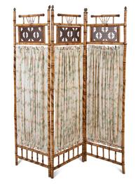 A Victorian Bamboo Three-Panel Floor Screen — 19TH/20TH CENTURY