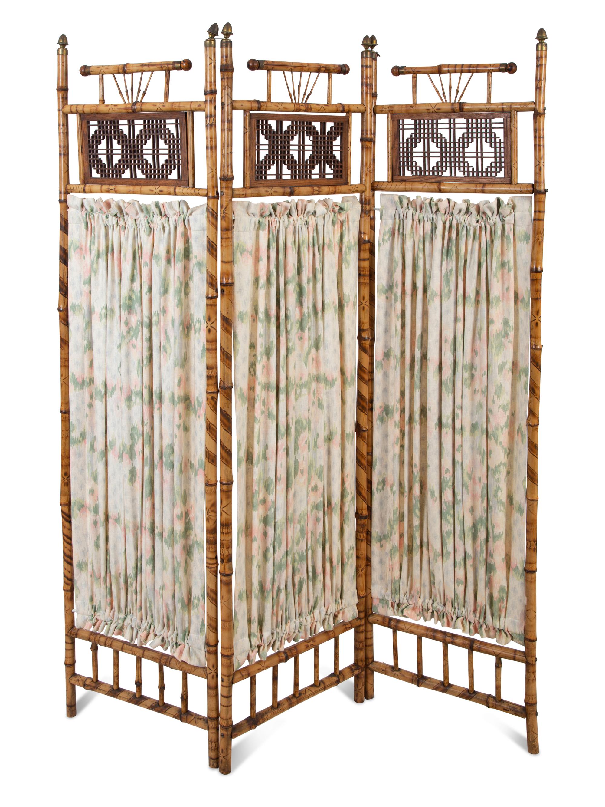 A Victorian Bamboo Three-Panel Floor Screen — 19TH/20TH CENTURY