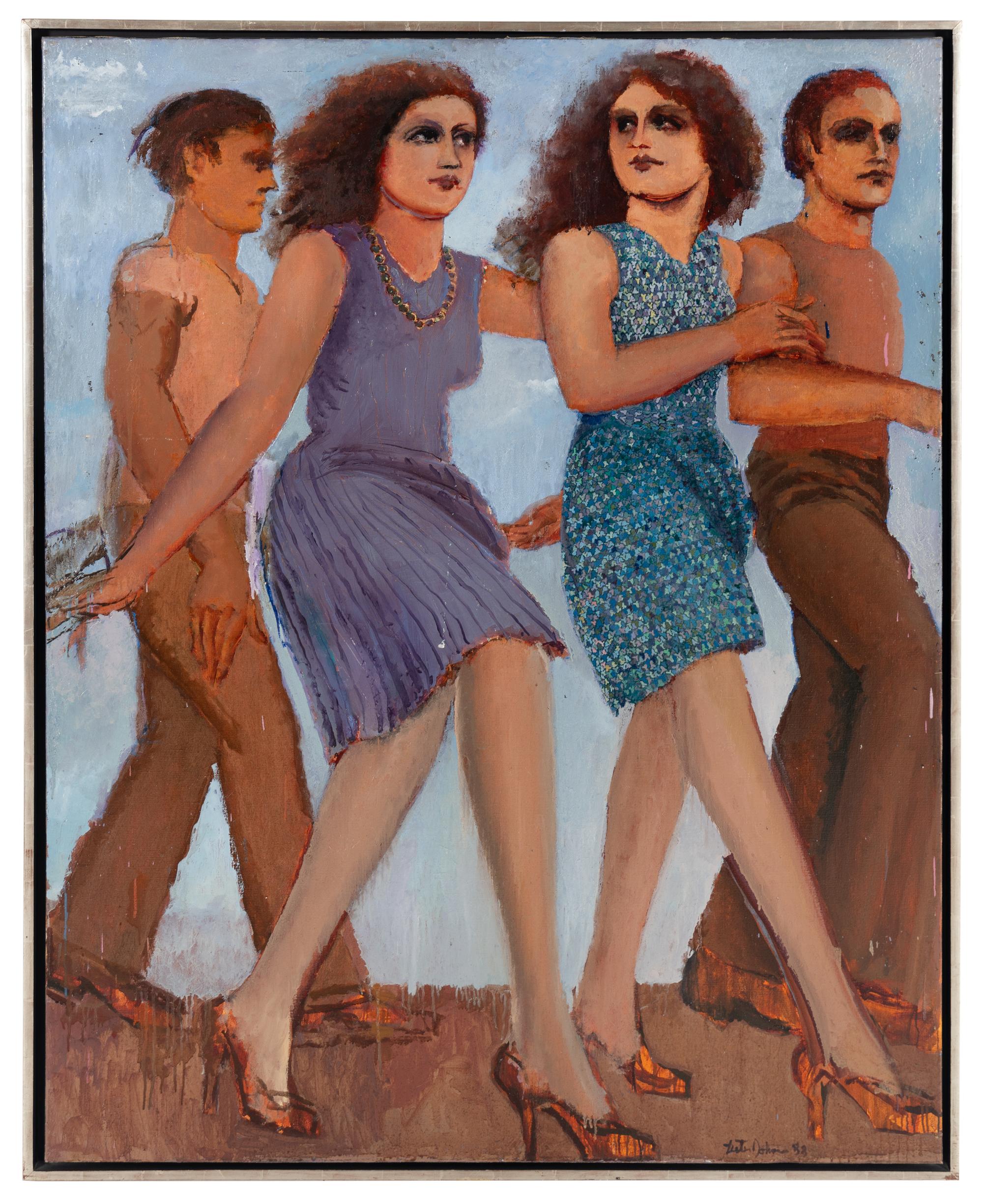 People Walking, Blue Background, 1988