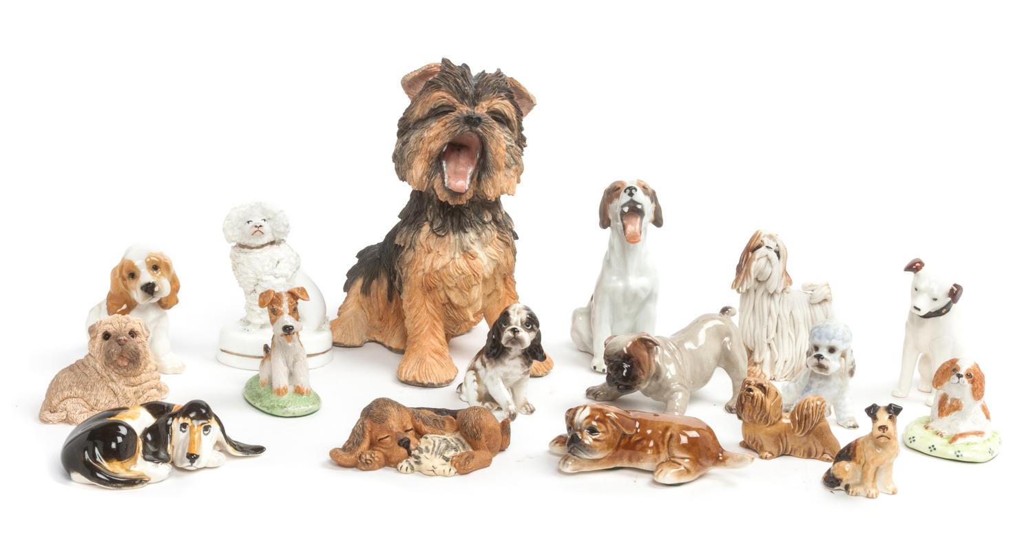Seventeen Miniature Porcelain and Resin Figures Height of tallest 6 inches. — 20TH AND 21ST CENTURY