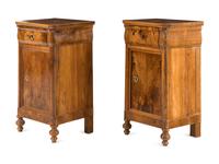 A Pair of Italian Gilt Bronze Mounted Walnut Side Cabinets