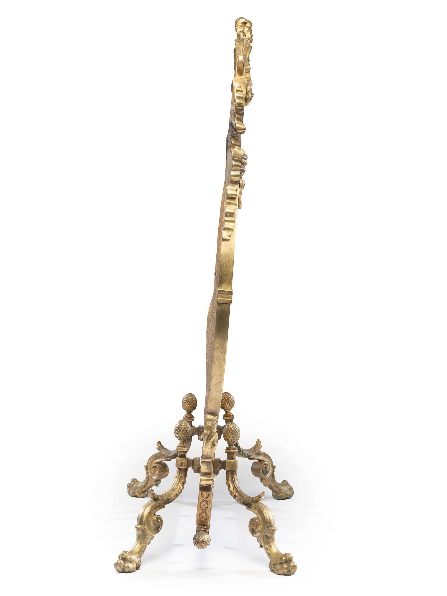 A Louis XVI Style Gilt Bronze Fire Screen