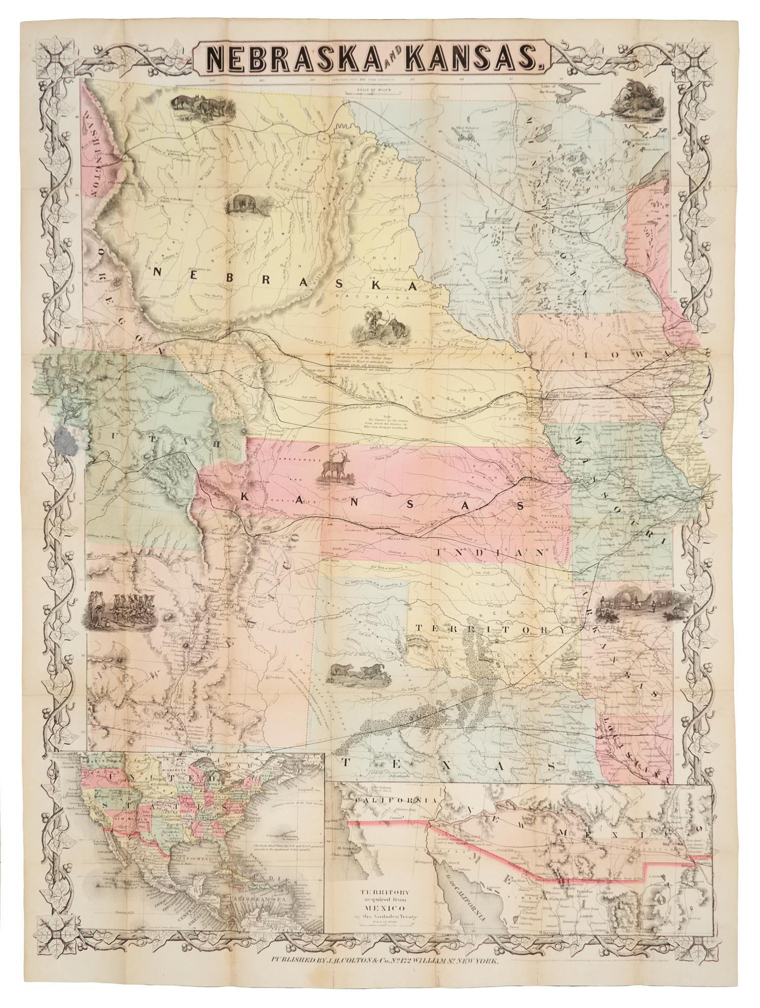 COLTON, Joseph Hutchins (1800-1893). Nebraska and Kansas. New York, 1855.