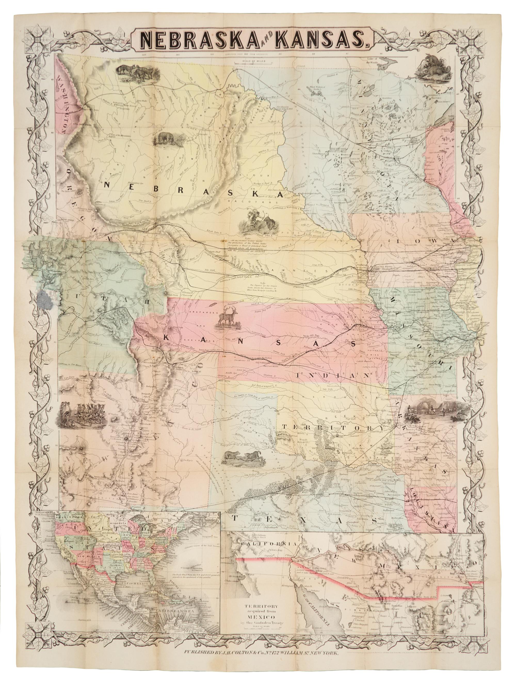 COLTON, Joseph Hutchins (1800-1893). Nebraska and Kansas. New York, 1855.