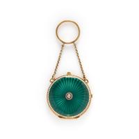CARTIER, YELLOW GOLD, GUILLOCHÉ ENAMEL, AND DIAMOND PENDANT/CASE