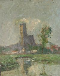 Frans Lauwers, (Belgian, 1854-1931), Landscape with River