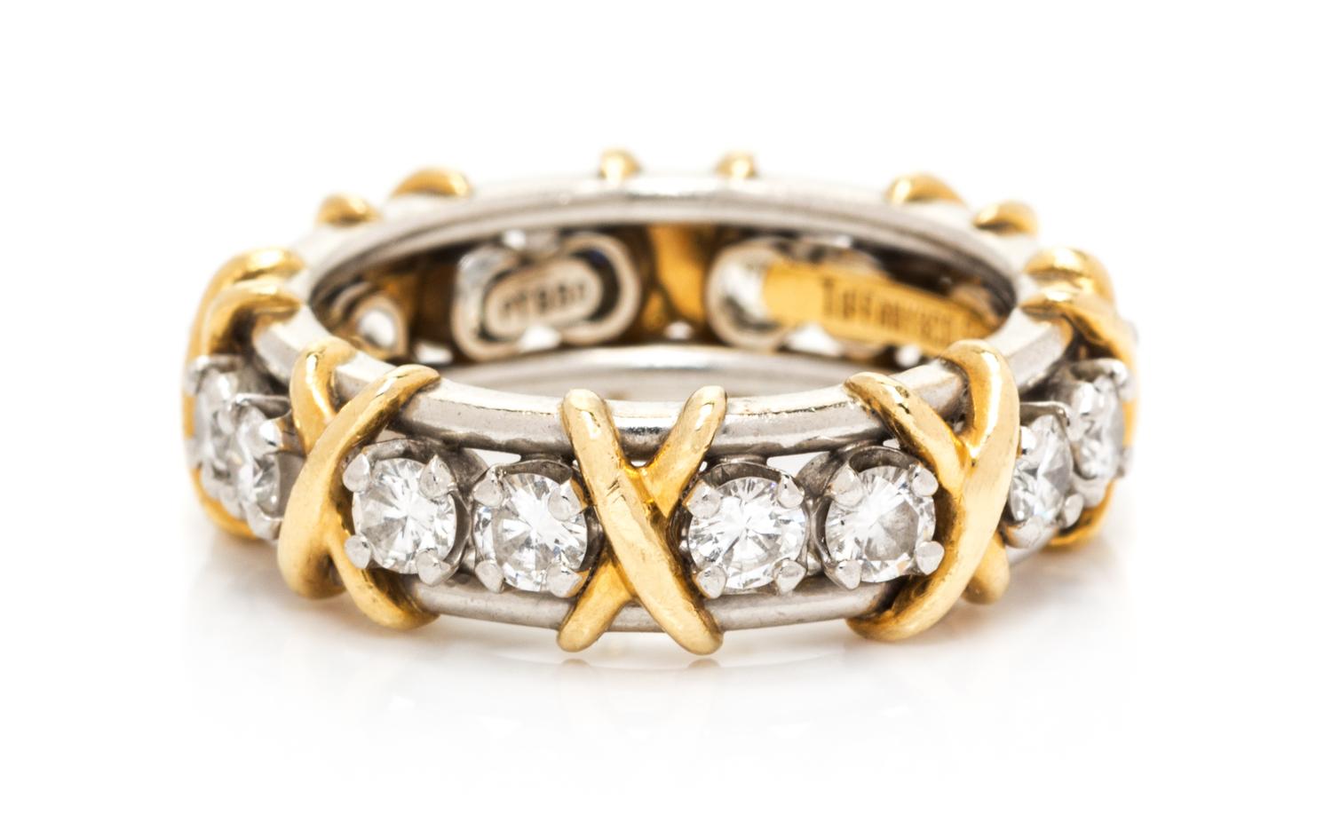 A Platinum and 18 Karat Yellow Gold Diamond "Sixteen Stone" Band, Jean Schlumberger for Tiffany & Co., 5.60 dwts.