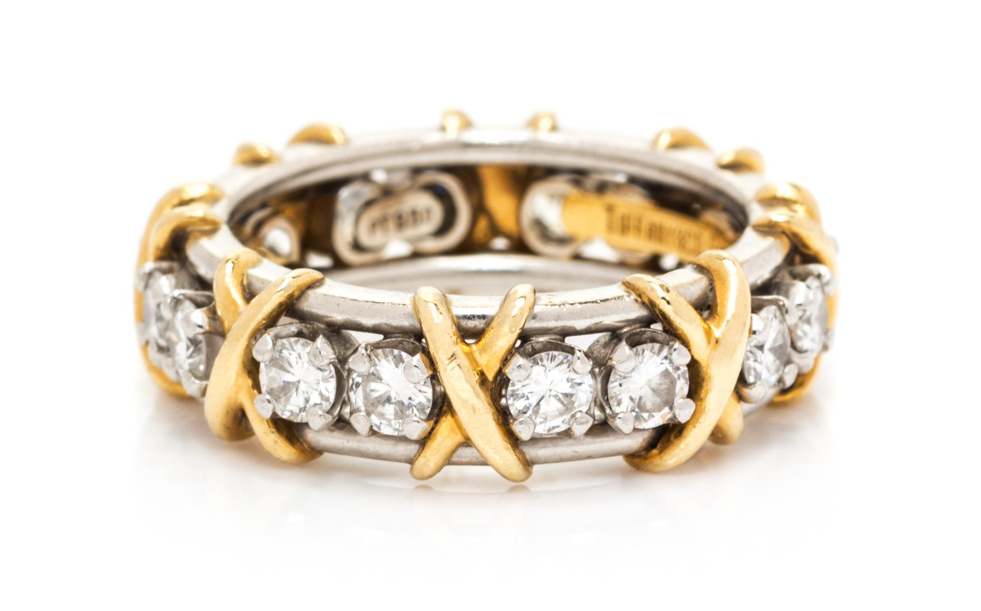 A Platinum and 18 Karat Yellow Gold Diamond "Sixteen Stone" Band, Jean Schlumberger for Tiffany & Co., 5.60 dwts.