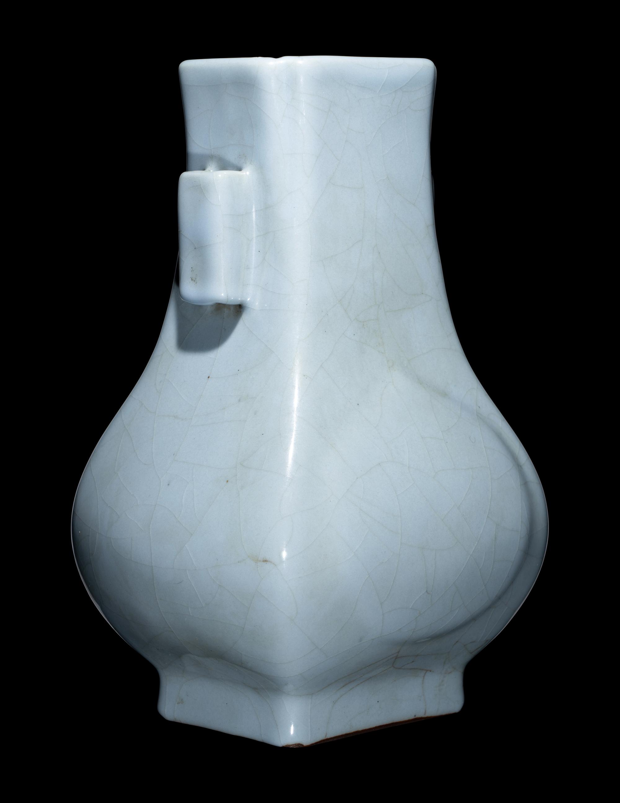 A Claire-de-Lune Ground Grackled Glazed Porcelain Hu Vase