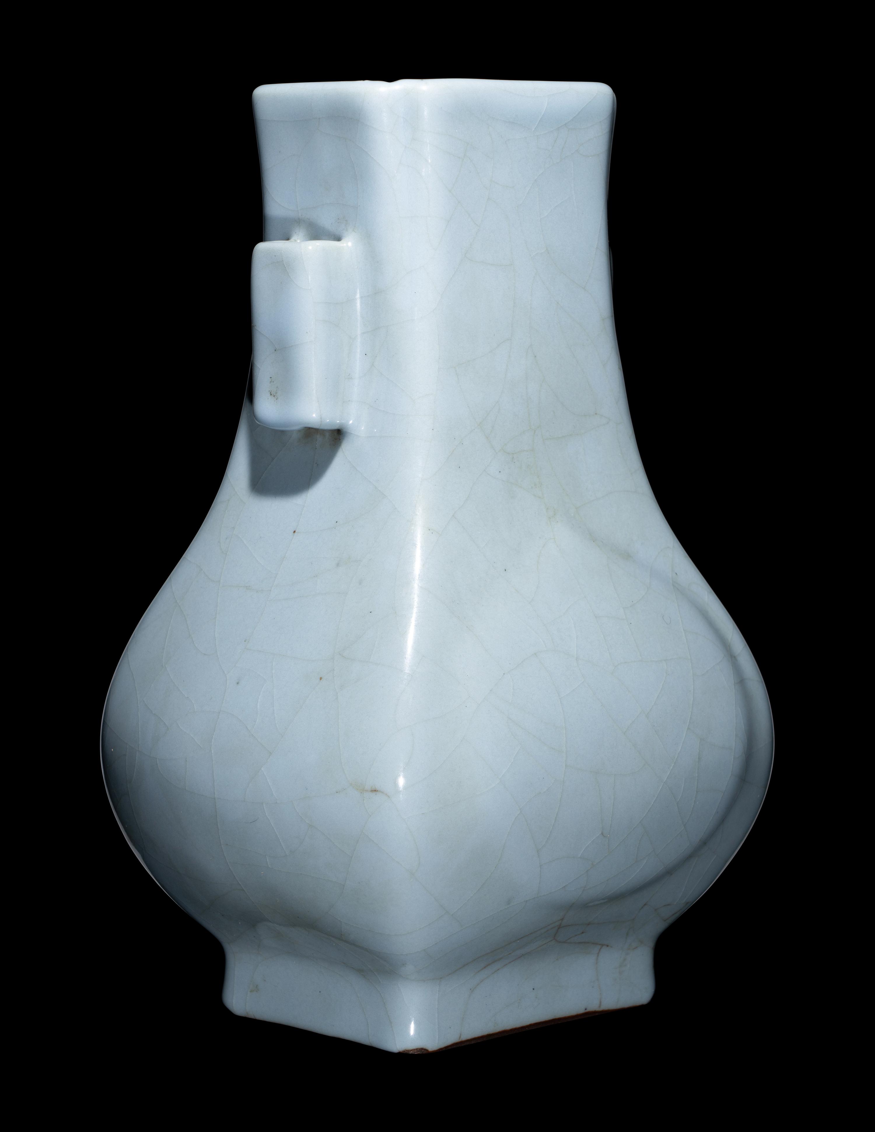 A Claire-de-Lune Ground Grackled Glazed Porcelain Hu Vase