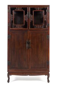 A Chinese Hongmu Square-Corner Display Cabinet, Wanligui Height 73 x width 31 1/4 x depth 18 1/2 inches. — QING DYNASTY (1644-1911)