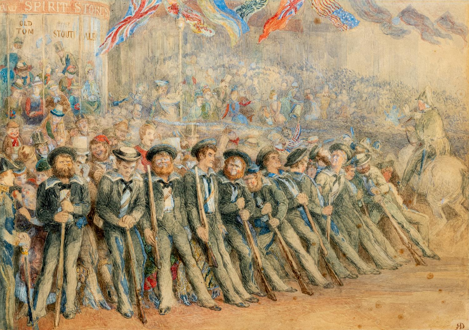 'Fish out of water': Sailors from H.M.S. The Galatea Keeping the Ground on the Occasion of the Entry into London, after the Marriage of the Duke and Duchess of Edinburgh