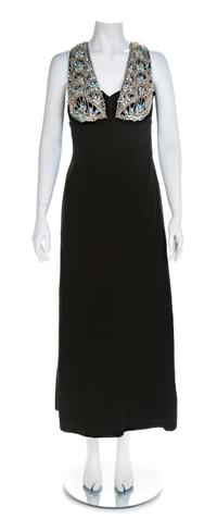 Mr Blackwell Black Velvet Evening Dress, 1950-60s No size label