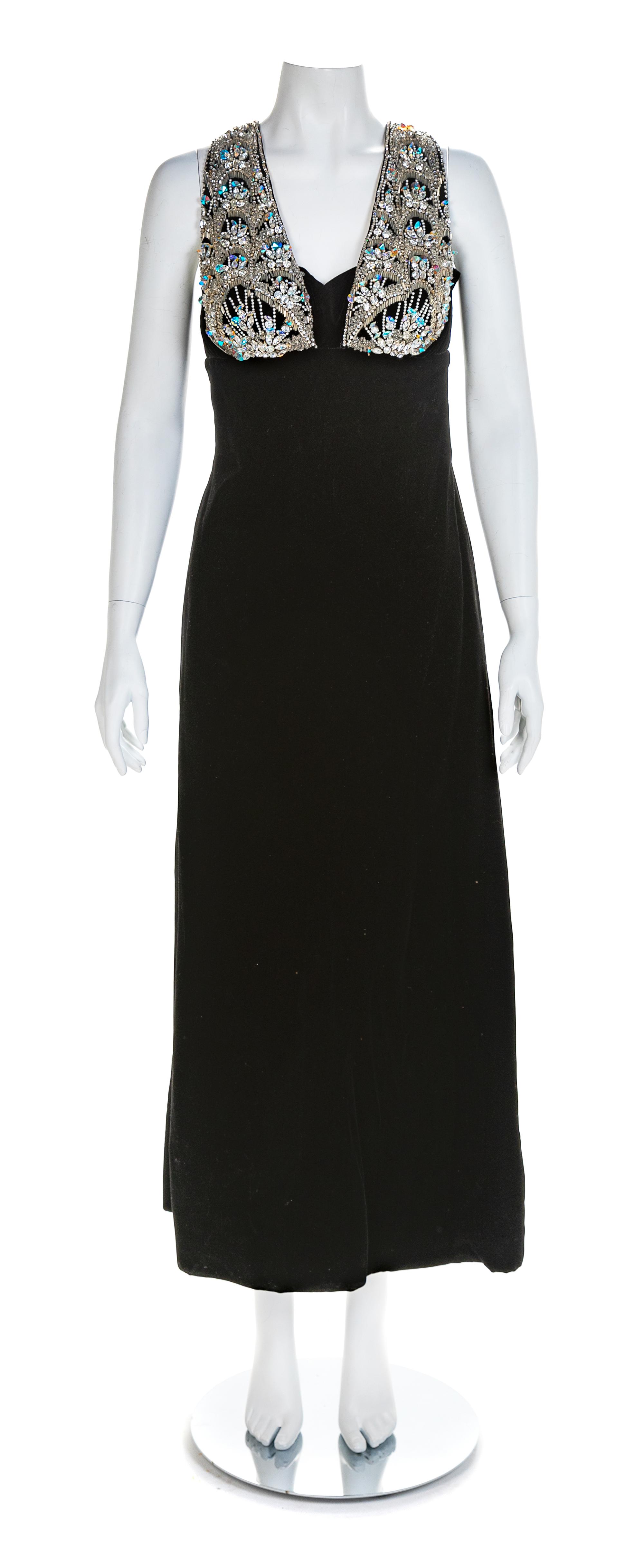 Mr Blackwell Black Velvet Evening Dress, 1950-60s No size label