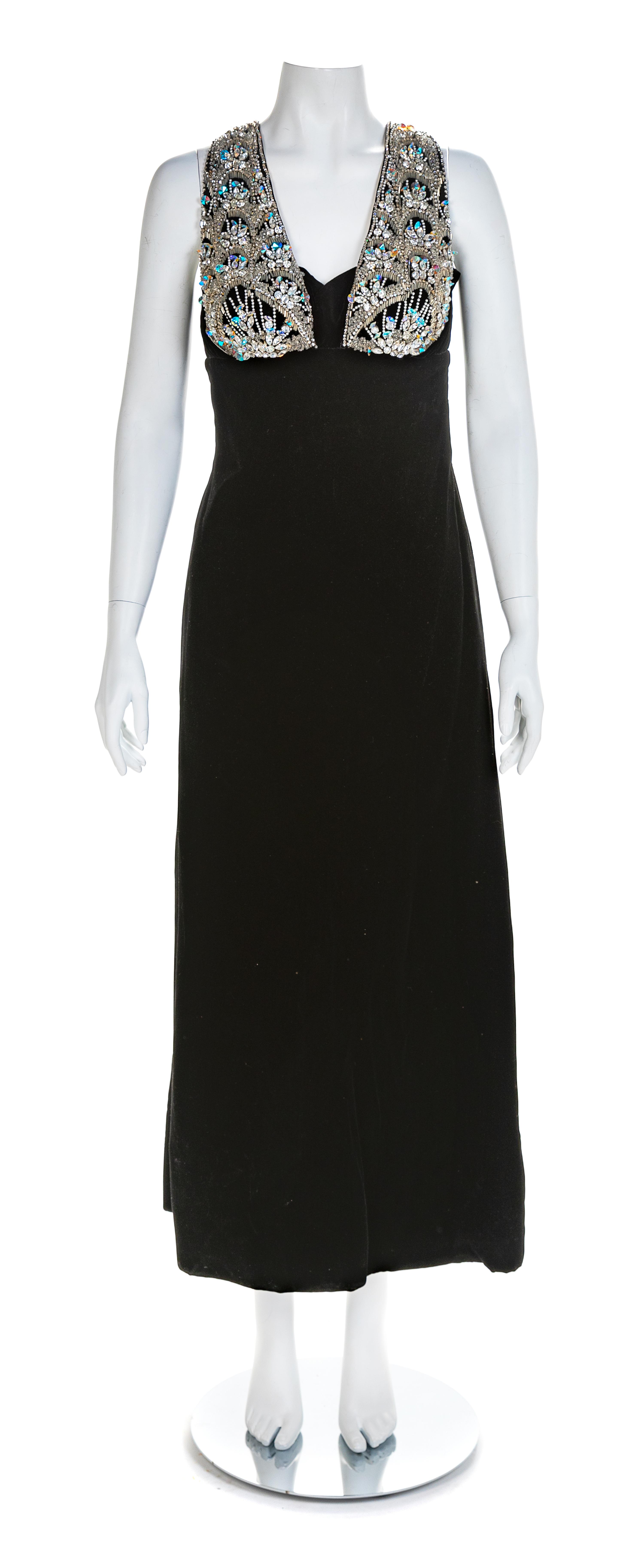 Mr Blackwell Black Velvet Evening Dress, 1950-60s No size label