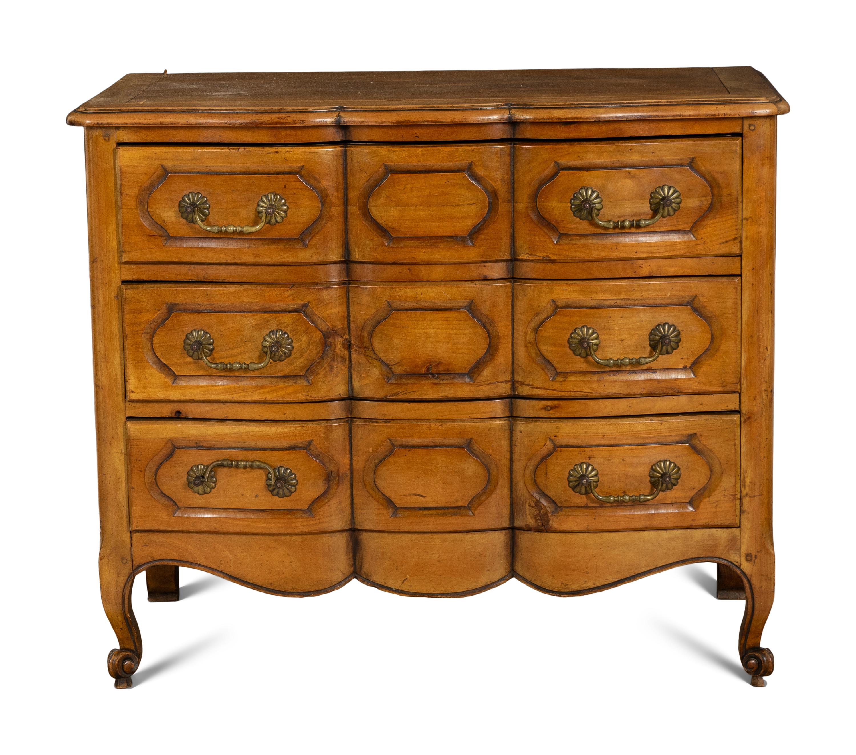 A Louis XV Walnut Block Front Commode
