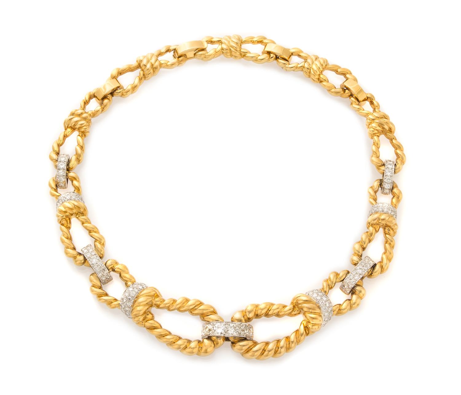 A Vintage 18 Karat Yellow Gold, Platinum and Diamond Necklace, David Webb, 69.20 dwts.
