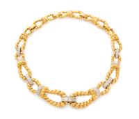 A Vintage 18 Karat Yellow Gold, Platinum and Diamond Necklace, David Webb, 69.20 dwts.