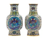 A Pair of Chinese Cloisonne Vases LATE 18TH/EARLY 19TH CENTURY Height 14 inches. — LATE 18TH/EARLY 19TH CENTURY
