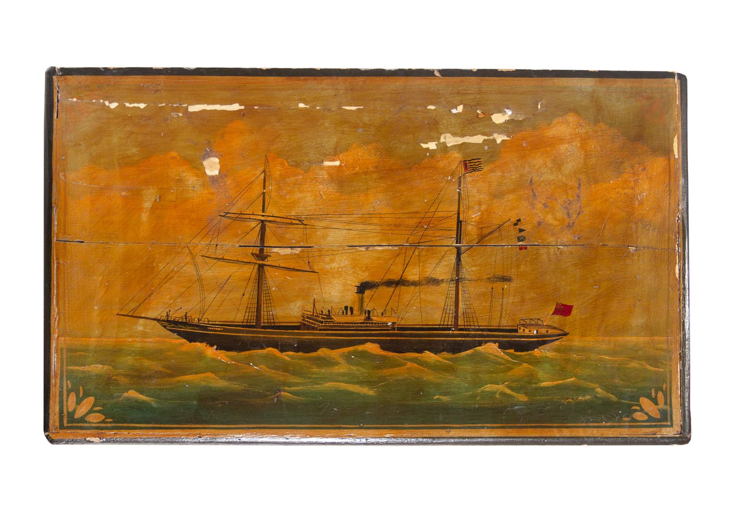 A Paint Decorated Ship Captain's Trunk