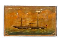 A Paint Decorated Ship Captain's Trunk
