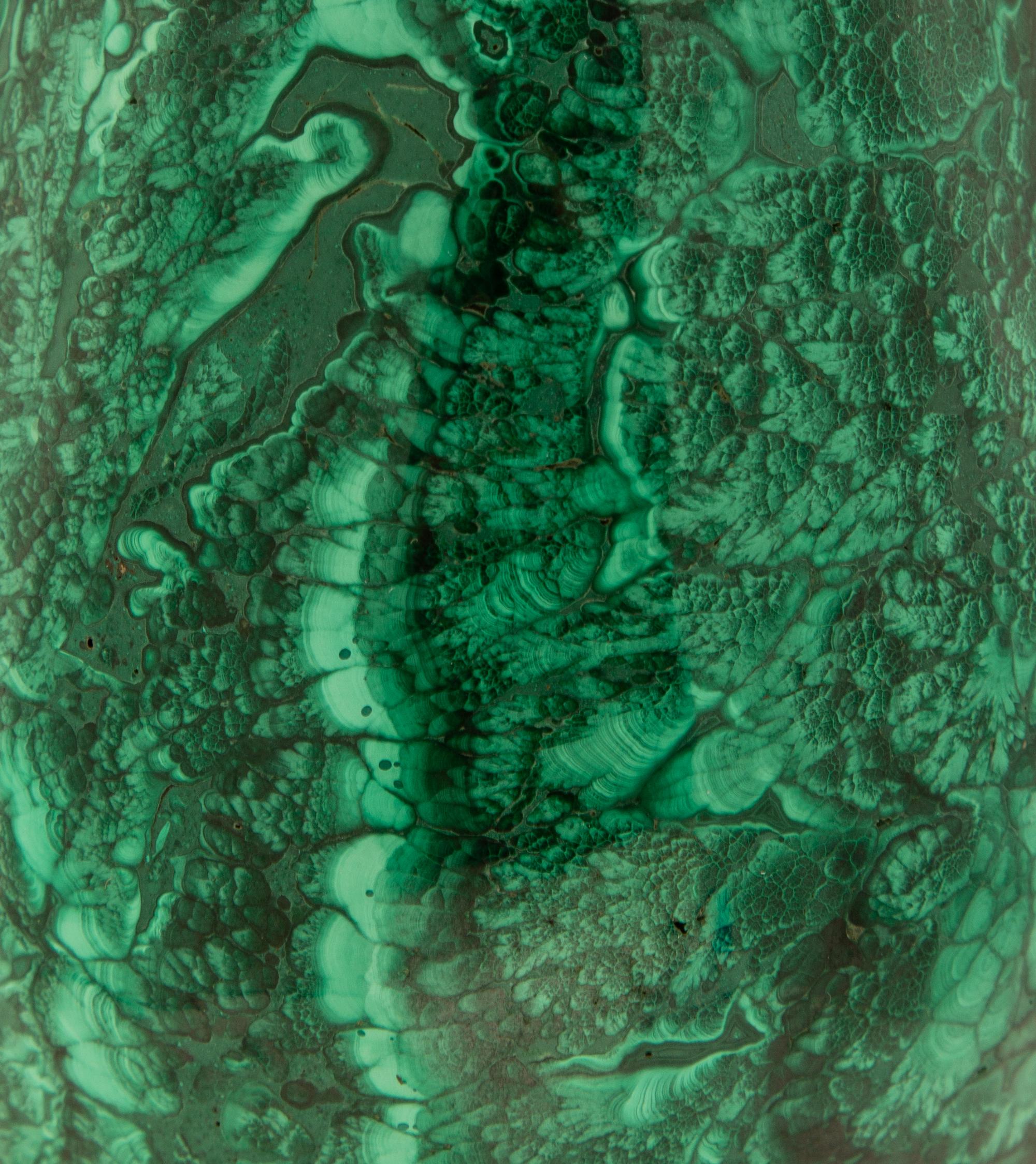 A Malachite Egg On Gilt Metal Stand — 20TH CENTURY