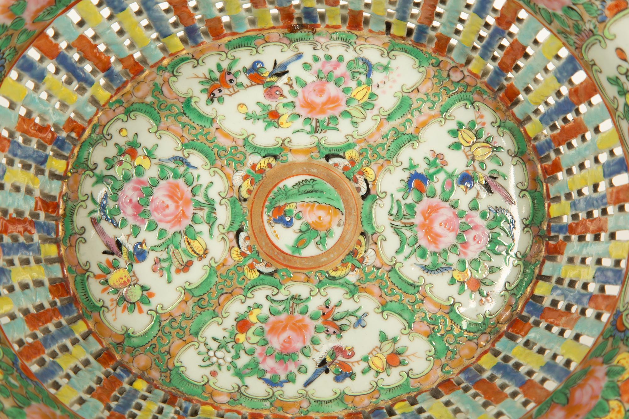 A Chinese Famille Rose Porcelain Basket and Underplate