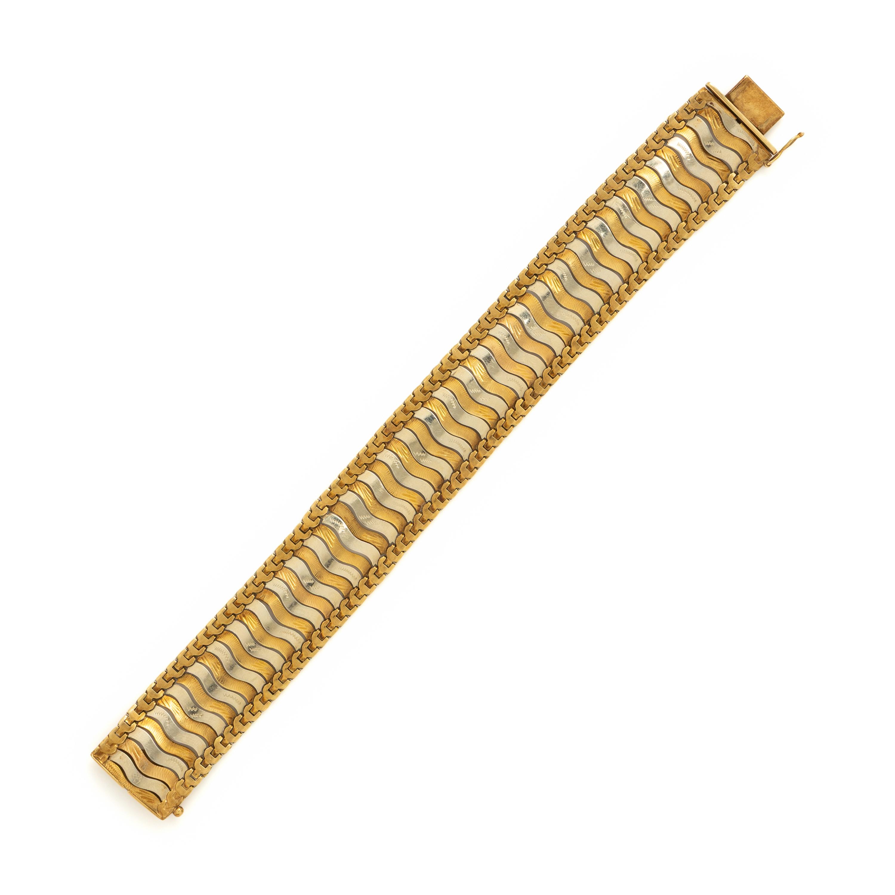 Italian, Bicolor Gold Fancy Link Bracelet