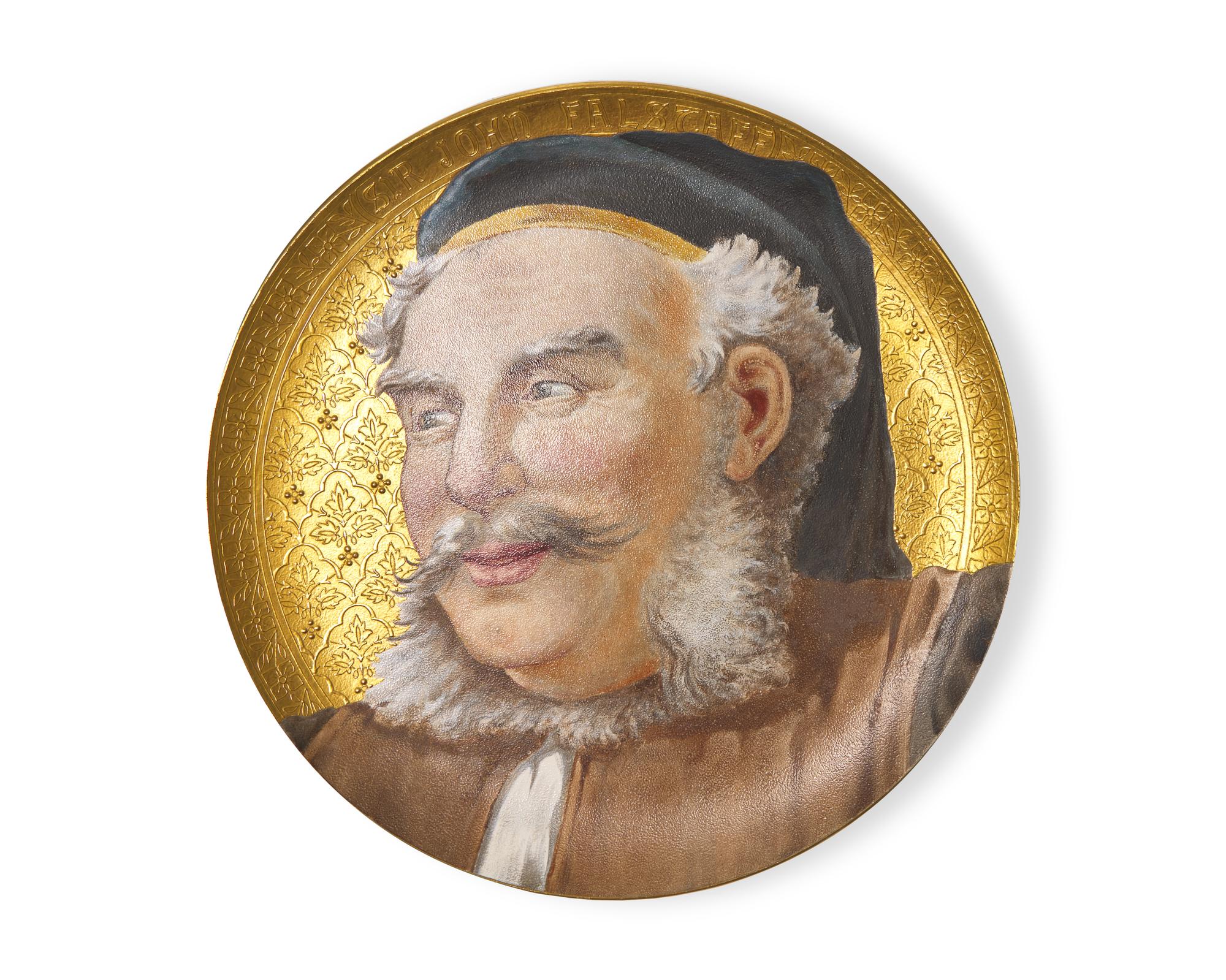 A Large Wedgwood Enamel Decorated Portrait Plate of John Falstaff
