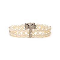 Cultured Pearl, Diamond, and White Gold Bracelet