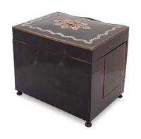 A Napoleon III Brass and Mother-of-Pearl Inlaid Ebonized Cave à Liqueur