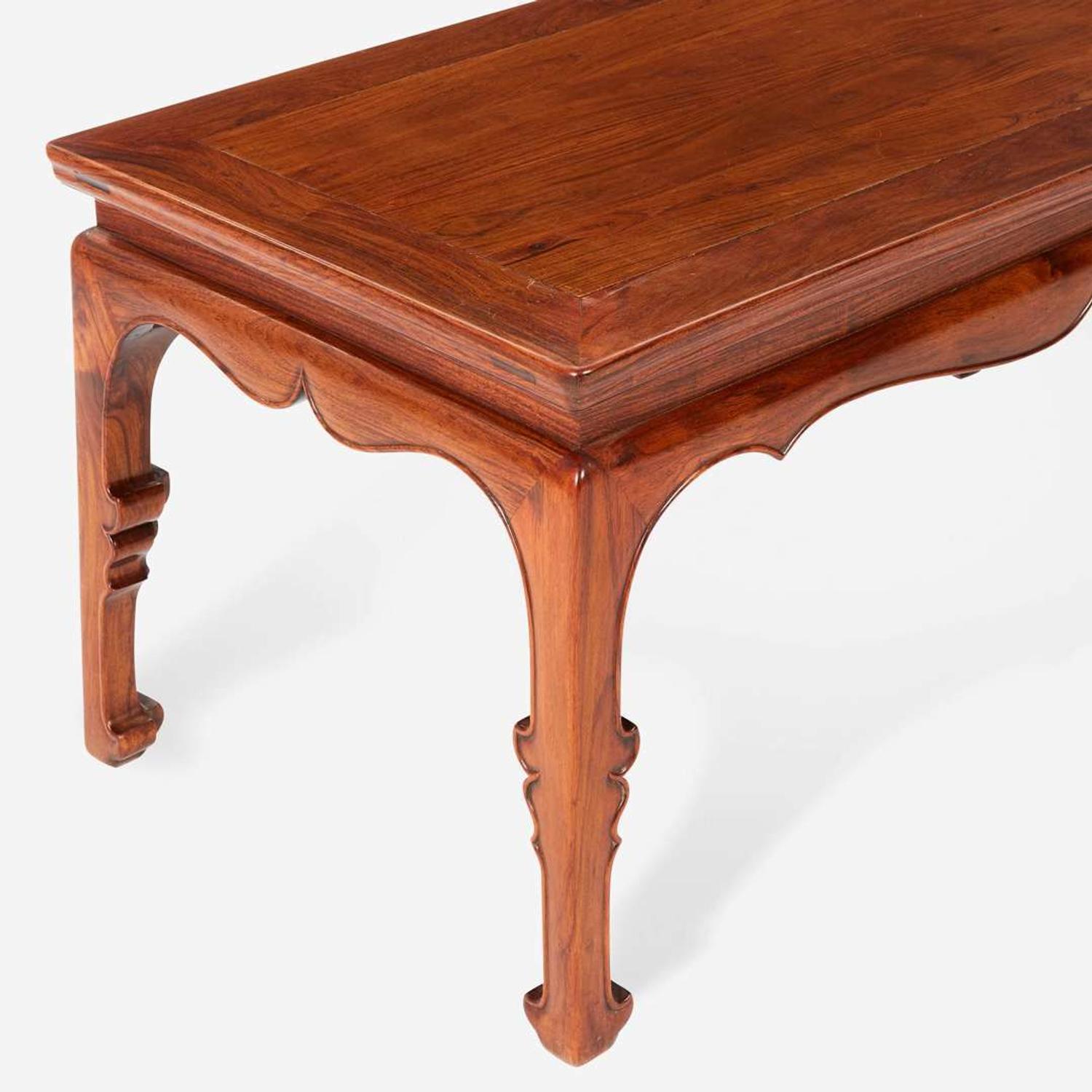 A Chinese Ming dynasty style carved hardwood low table 明式硬木矮方桌