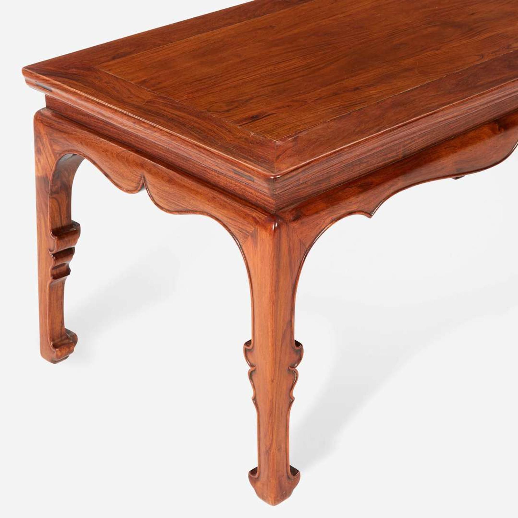 A Chinese Ming dynasty style carved hardwood low table 明式硬木矮方桌