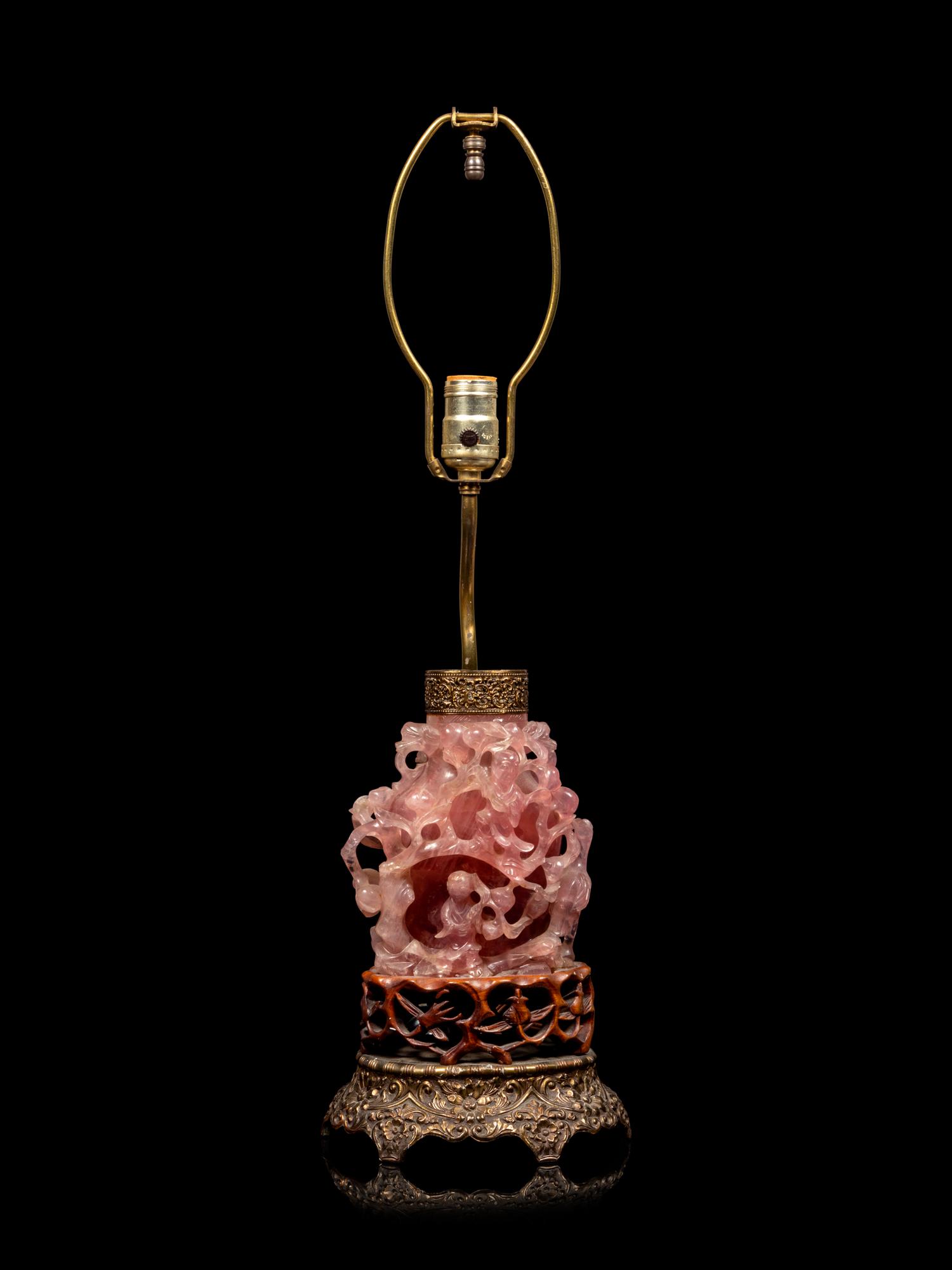 A Chinese Carved Rose Quartz Vase