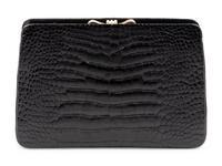 Judith Leiber Black Alligator Frame Shoulder Bag,