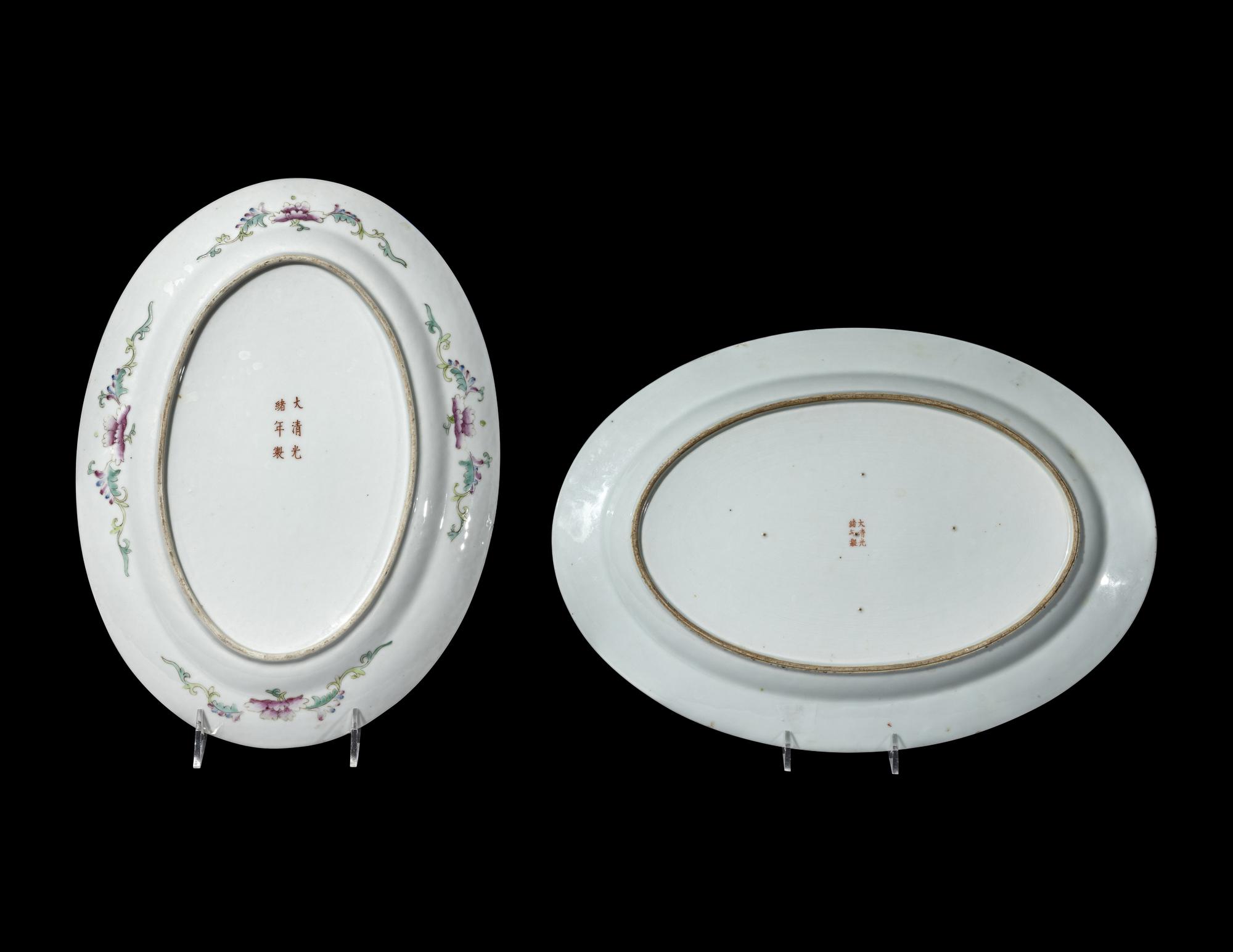 A Pair of Chinese Famille Rose 'Millefleur' Porcelain Oval Platters