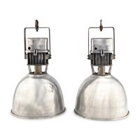 A Pair of Vintage Industrial Aluminum Pendant Lights