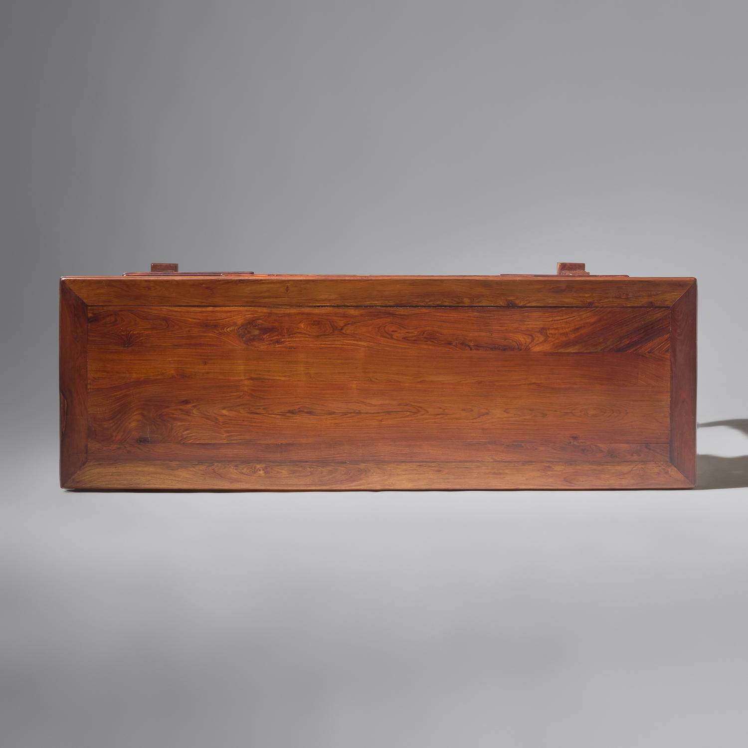 A Chinese Carved Huanghuali Side Table, Tiaozhuo, Late 19th to 20th Century 晚清民國 黃花梨透雕夔龍紋條桌