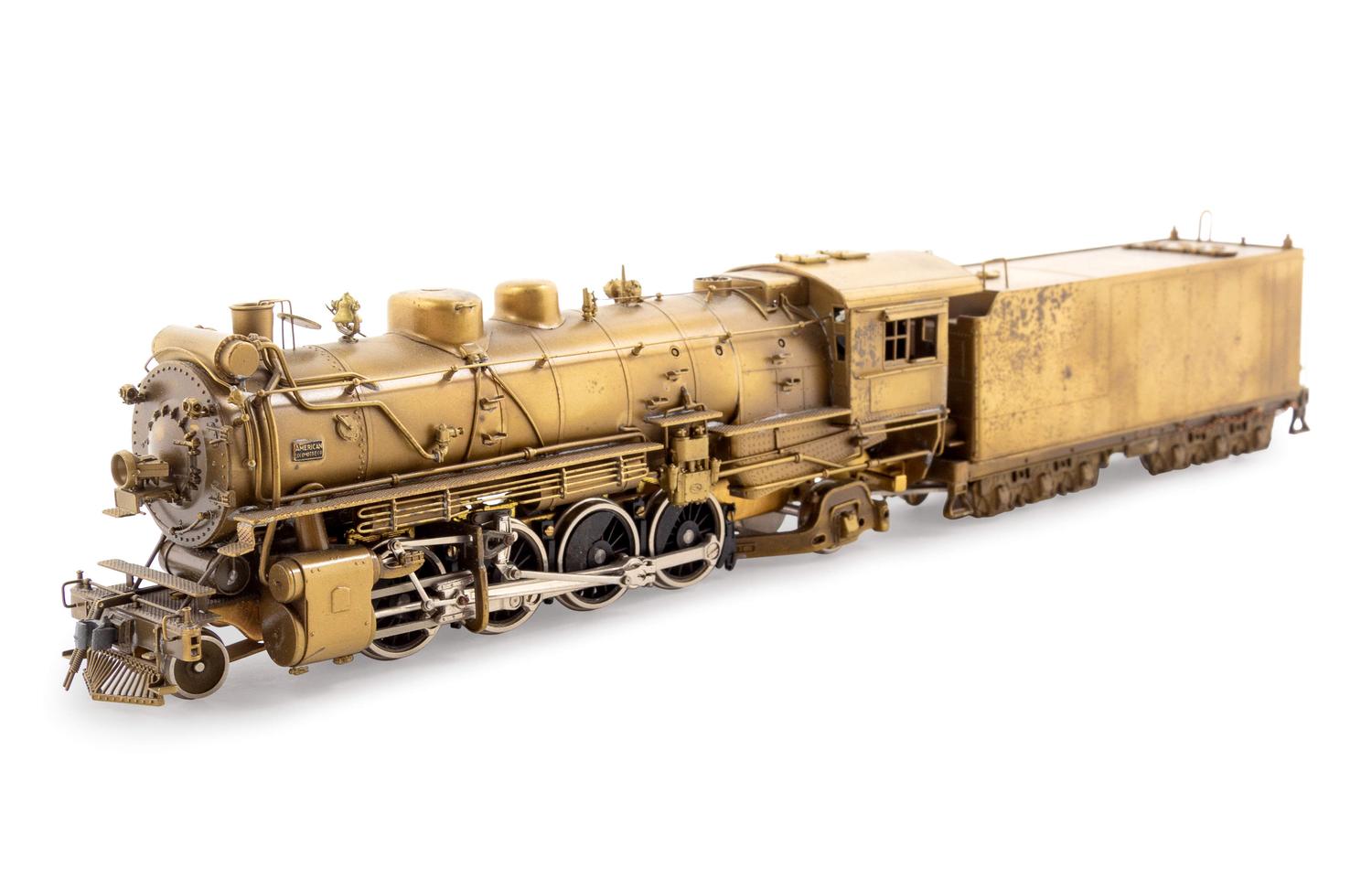 A United Scale Models Brass HO-Gauge 2-8-2 Locomotive and Tender