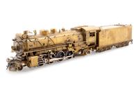 A United Scale Models Brass HO-Gauge 2-8-2 Locomotive and Tender