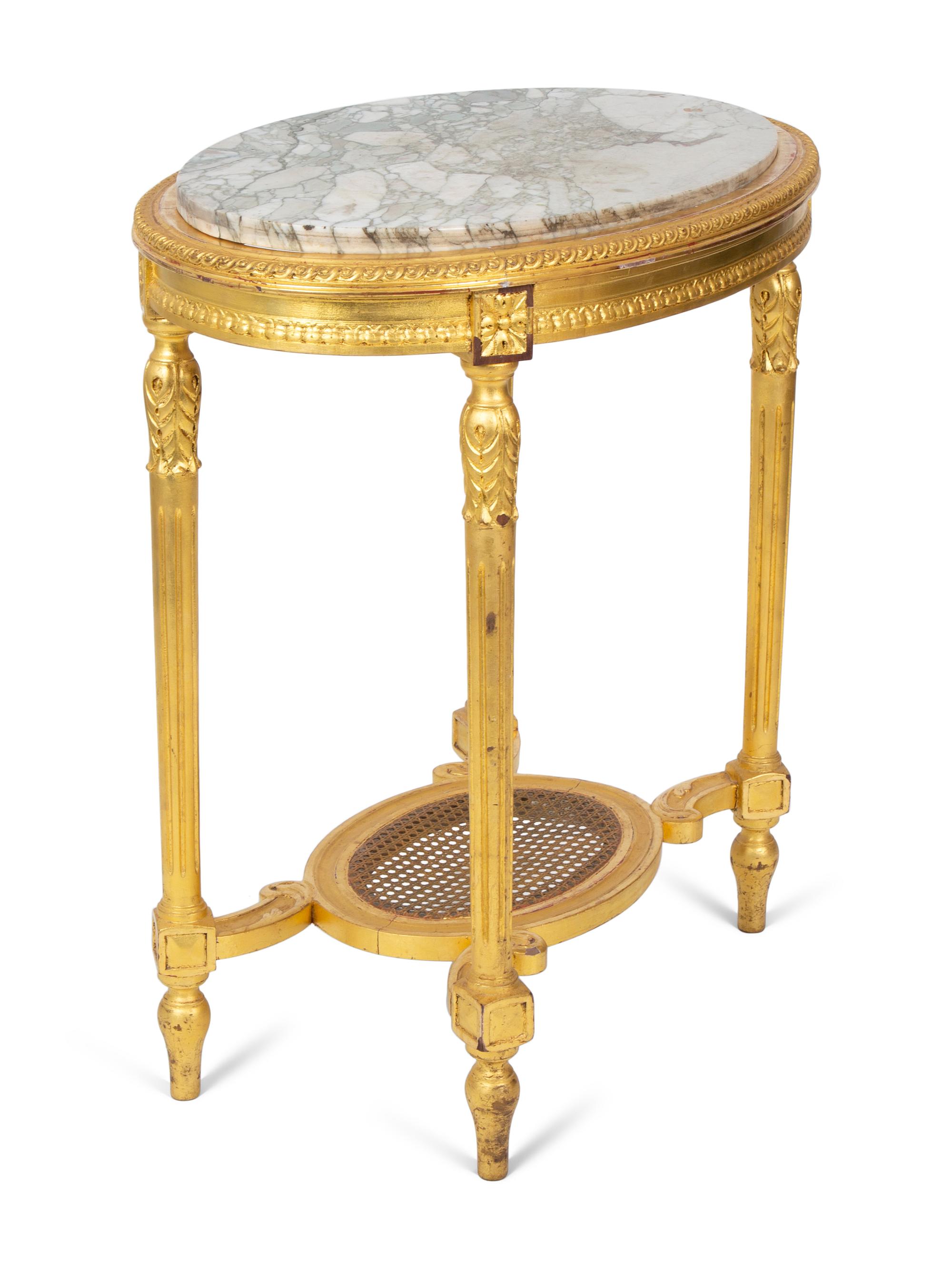 A Louis XVI Style Giltwood Marble-Top Table — 20TH CENTURY
