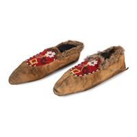 Tlingit and Tahltan Beaded Hide Moccasins