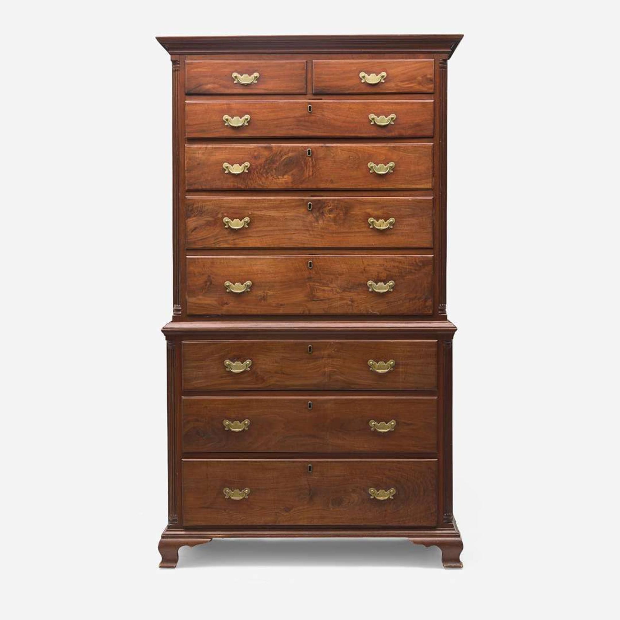 A Chippendale walnut chest-on-chest Philadelphia, PA, late 18th century