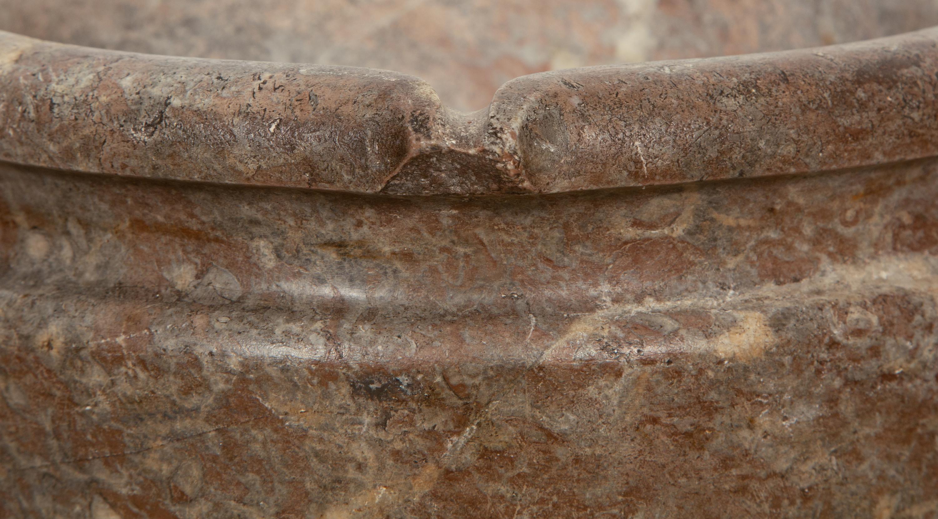 A Continental Carved Marble Mortar